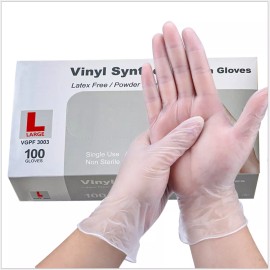 Softer 200pcs Vinyl Gloves Synthetic Exam Grade LARGE Latex & Powder free Food Safe