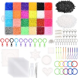 BUYGOO 13000Pcs 2.6mm Mini Fuse Bead Kit, Pixel Art Bead, 24 Colors DIY Art Craft Fuse Beads Set