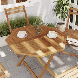 vidaXL Octagonal Teak Table Top - Solid Wood Garden Patio Surface with Parasol Hole - 31.5 x 31.5 Inches