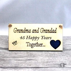 Grandma and Grandad Grandparents Anniversary Gift Plaque Gift 45 Years 45th Sapphire Wedding