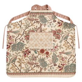patdrea French Floral Linen Apron with Pocket,Vintage Stylish Flower Bird Kitchen and Garden Aprons for Women and Men, Crisscross Back Straps, Unisex Aprons for Chef,BBQ,Drawing L: 35" W: 35"
