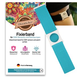 Diasticker® Freestyle Libre 3 – Fixation Strap | Flexible – Waterproof – Strong Hold | Sensor Protection, Fixation for Freestyle Libre Sensor | Holder: White (Large: 35-45 cm, Turquoise)