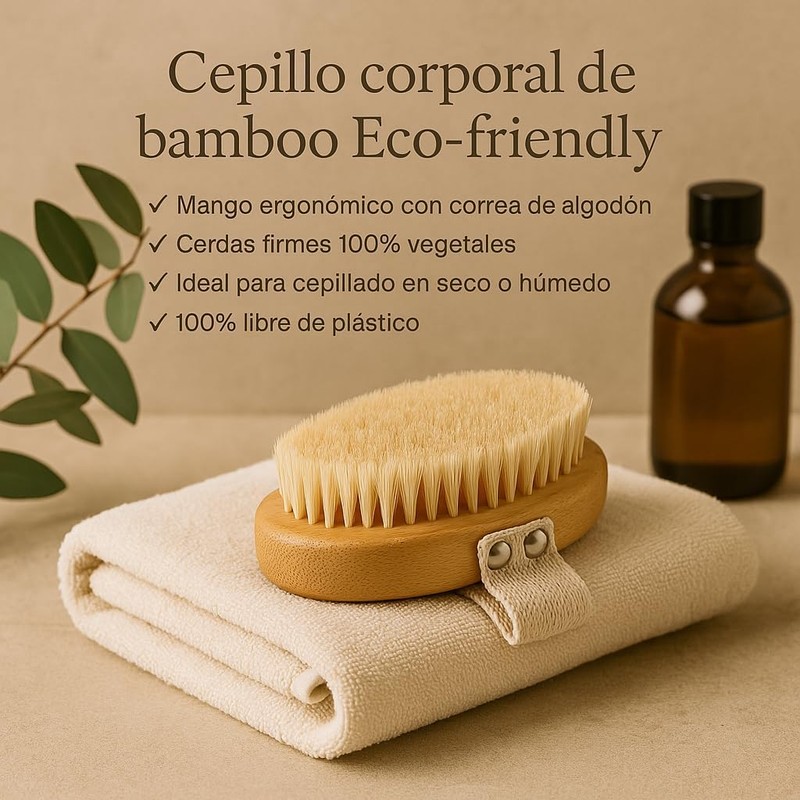 Cepillo Corporal Exfoliante de Bambú con Cerdas Vegetales para Cepillado