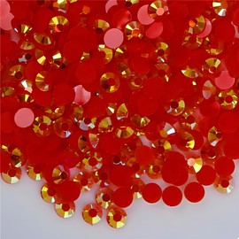 Flatback Rhinestones Round Gems for Nails Art and Crafts 1250Pcs SS20 5mm AB Crystals Glitter Stone DIY Bags Clothes Shoes (Red AB)
