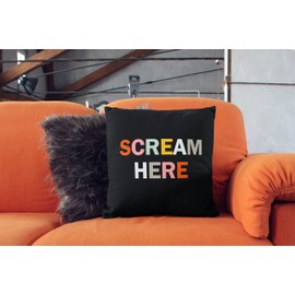 TopXmai Scream Here Stress Relieve Colorful Word Funny Gag Gift Scream Here Funny Humor Multicolor Flannel Throw Pillow Case Cushion Cover Couch Decorative Square 18x18 Inches