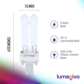 LB4000 Replacement UV-C Bulb for Germ Guardian Air Purifiers AC4300BPTCA, AC4825, AC4850PT & AC4900CA by Lumenivo - 5 Watt T4 Germicidal UVC Bulb Lamp Replacement with G23 2-Pin Base - 1 Pack