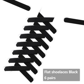 Widamin 6 Pairs of Elastic Shoelaces with Metal Closure, No Tie Shoelaces, Lazy Shoelaces Without Tying for Children and Adults, 0.6 x 105 cm, 6 Pairs Black