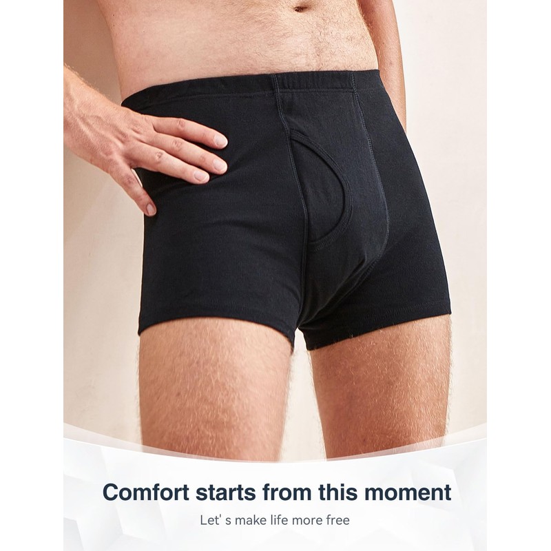 3 Pcs Men’s Incontinence Pants Incontinence Boxer Brief with Absorbent