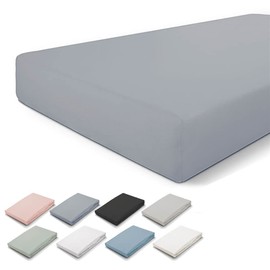 Walra Fitted Sheet 90 x 200 cm, 100% Cotton Fitted Sheet, Perfect Mattress Fit, Soft Feel, Wrinkle and Iron Free, Light Grey