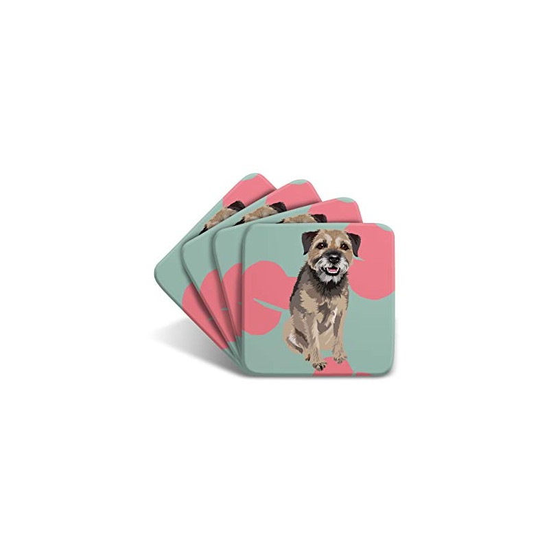 Border Terrier Coaster Set by Artist Leslie Gerry - Set