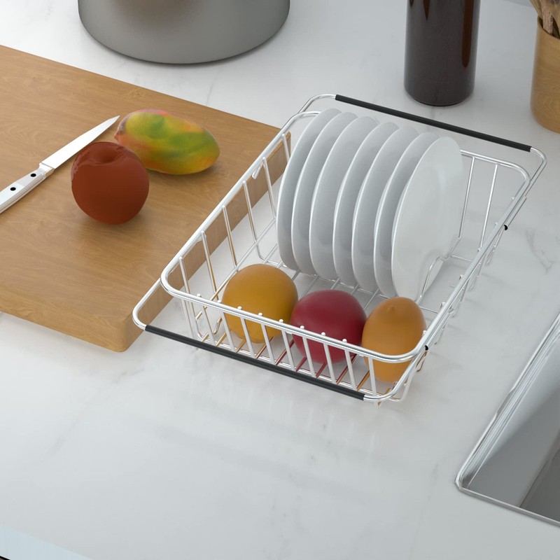 JINGWAYS Stainless Steel Dish Rack,Expandable Deep & Large Dish Drying