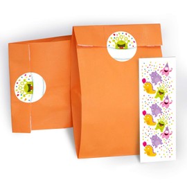 Bookmark + Gift Bags / Orange + Sticker Funny Monster Party Bag Guest Gift for Birthday Children's Birthday Wedding Christening Girls Boys