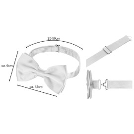 BomGuard Father Son – Partner Look Bow Tie Set, Adjustable with Hook Closure – Pre-tied and Adjustable, White, Unit size