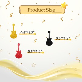 100pcs Guitar Confetti, Black&Gold Glitter Guitar Table Confetti for Baby Shower, Musical Instrument Paper Scatters, Rock N' Roll Birthday/Music Themed Party Table Decoration