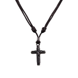 BlueRica Metal Wrapped Cross Pendant on Adjustable Cord Necklace, Zinc, No Gemstone