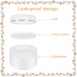 50 Piezas Envases Muestras Pomadero Cosmetico Viaje Tapa de Rosca, Forro de Polipropileno, Incluye Pegatina y Cuchara Pequeña, Para Cosméticos/Gel/Pasta/Lociones