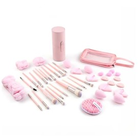 40 Piezas Set Brochas Maquillaje Profesional con Estuche | con Estuche Rígido y Neceser, Cerdas Sintéticas Suaves para Base, Sombra y Contorno