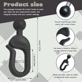 Wshxjzyay 60 Pack Gazebo Curtain Hooks,Plastic Hooks for Gazebo Curtains,ffor Tent and Outdoor Shade Home Hotel Mosquito Net Rail Mount