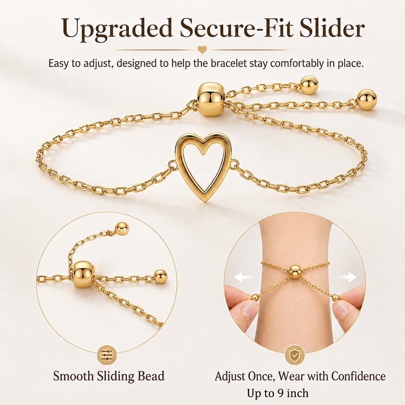 Mother Daughter Bracelets,14K Gold Plated Stainless Steel Matching Bracelet