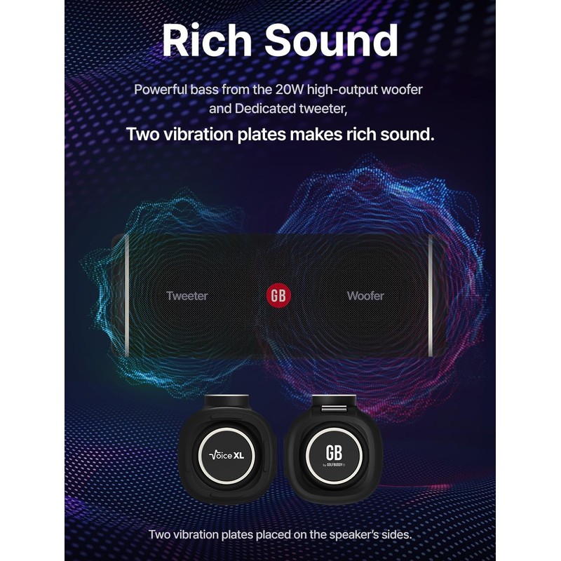 GOLFBUDDY Voice XL Magnetic Golf GPS Speaker - Distances Visible,
