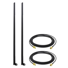 Kaunosta External WiFi Bluetooth Antenna 22DBI Long Range MIMO RP-SMA Male Aerial Antenna and 10FT RP-SMA RG174 Extension Cable for Wireless Router Network Devices PC Camera USB Adapter 2pcs