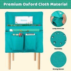 Toriexon Chair Pockets 24 Pack, 13 x 14 inch Chairback Buddy Pocket 6 Bright Colors, Ample Storage Space Back of Chair Organizer with Name Slot and Storage Pockets for Kids in Classroom