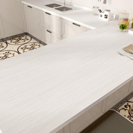 WESTICK White Wood Peel and Stick Wallpaper 15.75" x 393" Kitchen Cabinet Contact Paper for Cpuntertops Wateproof Wood Grain Contact Paper Decorative White Wallpaper Wood Peel and Stick Desk Vinyl