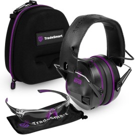 TradeSmart Complete Shooting Eye and Ear Protection: Electronic Earmuffs for Shooting, Range Glasses & Hard Carrying Case