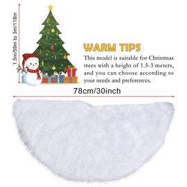 iMucci 30inch Chirstmas Tree Skirt Snowy White Plush Velvet - Holiday Party Decoration …