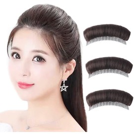 3PCS Hair Bun Invisible False Hair Clip Bump It Up Volume Hair Base Fluffy Hair Pad Styling Insert Tool Volume Increased Pads Fluffy Princess Styling Accessories for Women Girls Dark Brown