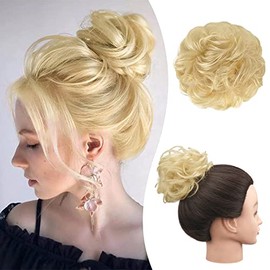 MessyÂ BunÂ HairÂ Piece 100% Human Hair Messy Rose Bun Hair Buns Hair Piece for WomenÂ Real HairÂ Scrunchies Updo Hair Pieces Bun Extension Ponytail Messy Hair Bun (BleachÂ Blonde)