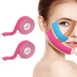 Face Lifting Tape, Wrinkles Make-Up, Facial Patches, Face Lifting Strips - Anti-Wrinkle Plasters for Smooth Skin and Wrinkle Reduction, 2.5 cm x 5 m, Multifunctional Face Tape (Pink, Pack of 2)