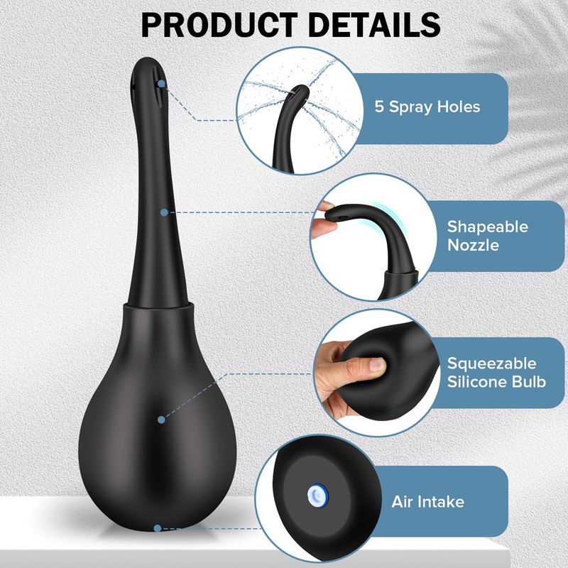 SewXew Enema Bulb Anti Backflow Anal Douche Kit with Lube