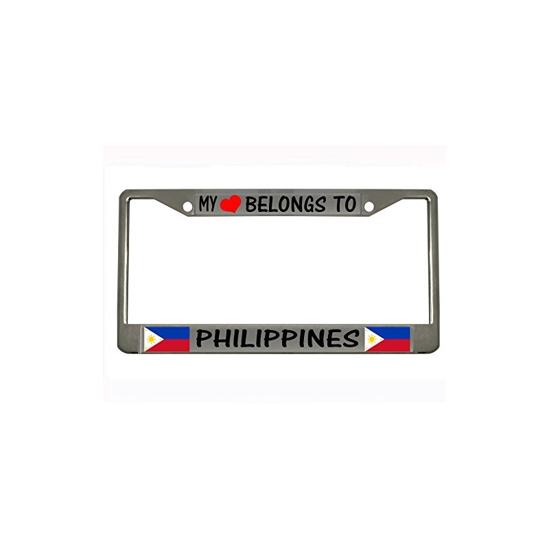 My Heart Belongs to Philippines Chrome Metal Auto License Plate