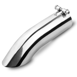 Vurkcy 2.25 inch Inlet Curved Exhaust Tip, 2.25" Outlet 9" Overall Length Stainless Steel Turn Down Exhaust Tail Pipe, Bolt-On, Sleek Angle Cut, Polished Tailpipe, Silvery