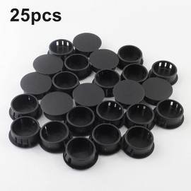 Jersvimc 25Pcs 3/4 Inch(19mm) Black Hole Plug Plastic Hole Cover, Round End Cap Flush Type Tube Insert, Pipe Post Panel Plug for Chair Furniture Glide Protectors