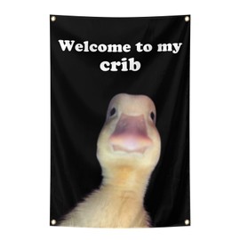 Welcome to My Crib Flag Funny Tapestry Black 2x3Ft Meme Banner Wall Hanging Tapestries for College Dorm Room Man Cave Parties Decoration