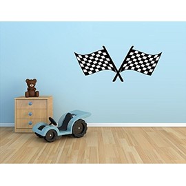 CHECKERED FLAGS VINYL DECAL HOME DECOR