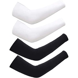 CINECE Arm Cover, Cold Sensitive Effect, Sweat Absorbent, Quick Drying, Anti-slip, UV Protection, Sunscreen Cover, UV Protection, For Sports Activities, No LOGO Black + White