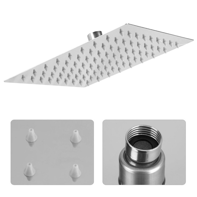 Jeffergarden 8 inch square ultra-thin stainless steel shower head rain