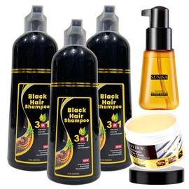 Kit 5 Piezas Shampoo Tinte Natural Mascarilla Aceite De Argan Reparador Cabello Puntas Puro Smooth and Long Lasting Color Tratamiento Capilar Mascarilla Alisador Cabello Hidratante (Castaño, Estándar)