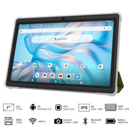 VOLENTEX 7 Inch Tablet, Quad Core Android OS, 32GB ROM, WiFi 6, Bluetooth, Dual Camera, USB C Tablet PC, 7" Touch Screen IPS Full HD Display Android Tablet (Green)