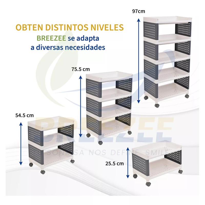 Estante Organizador Multiusos 4 Repisas Carrito Ruedas 360º