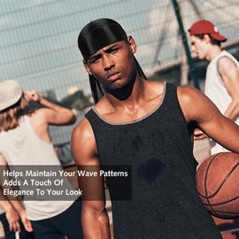 Silky Men Durag, Pack of 6 Durags Do Rags with Long Tail and Wide Straps for Men Women, Ultra Soft, 6 Colours