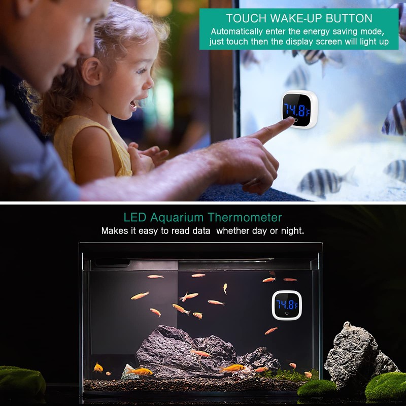 ORIA Aquarium Thermometer, Pack of 2 Mini Digital Aquarium Thermometer