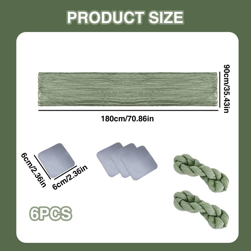 COWANIEE 2 Pcs Green Table Runner, Cheesecloth Table Runner Decorations