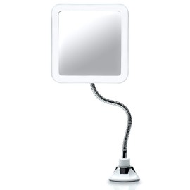 Fancii Espejo Maquillaje Flexible con Aumento de 10x, Luz LED Natural, Poderoso Ventosa, Rotación 360° - Espejo Iluminado de Baño para Cosmético, Afeitar y Viaje (Mira Plus)