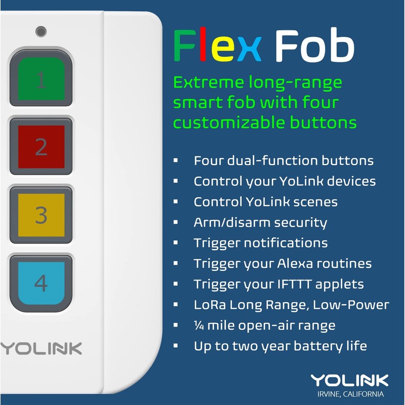 FlexFob 4-Button Smart Fob, up to 8 Functions, Trigger Alexa