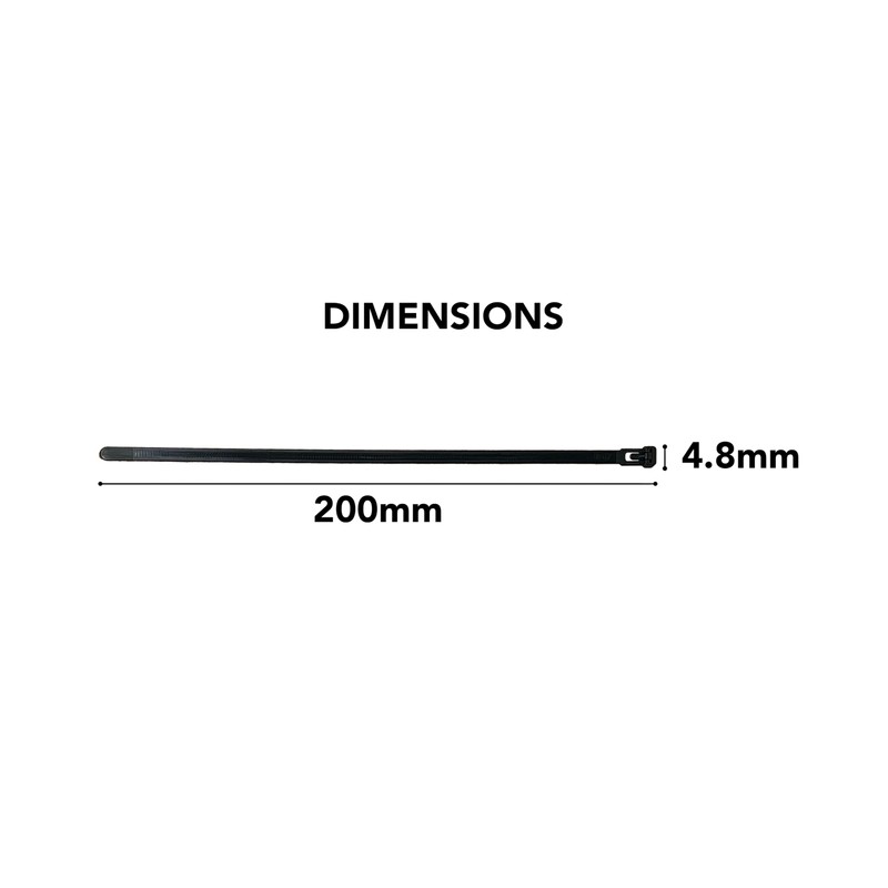 EVOGES 4.8X200mm Black Reusable Releasable Cable Ties, 100% Nylon 66,