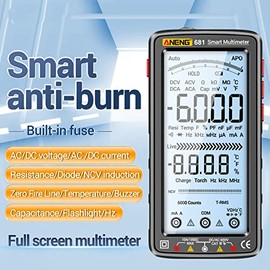 Mingzhe 681 Multímetro digital de 6000 cuentas Medidor universal inteligente anti-quemaduras Probador NCV LCD grande de 5 pulgadas con linterna...    